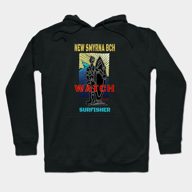 New Smyrna Beach Florida Surfing Hoodie by The Witness